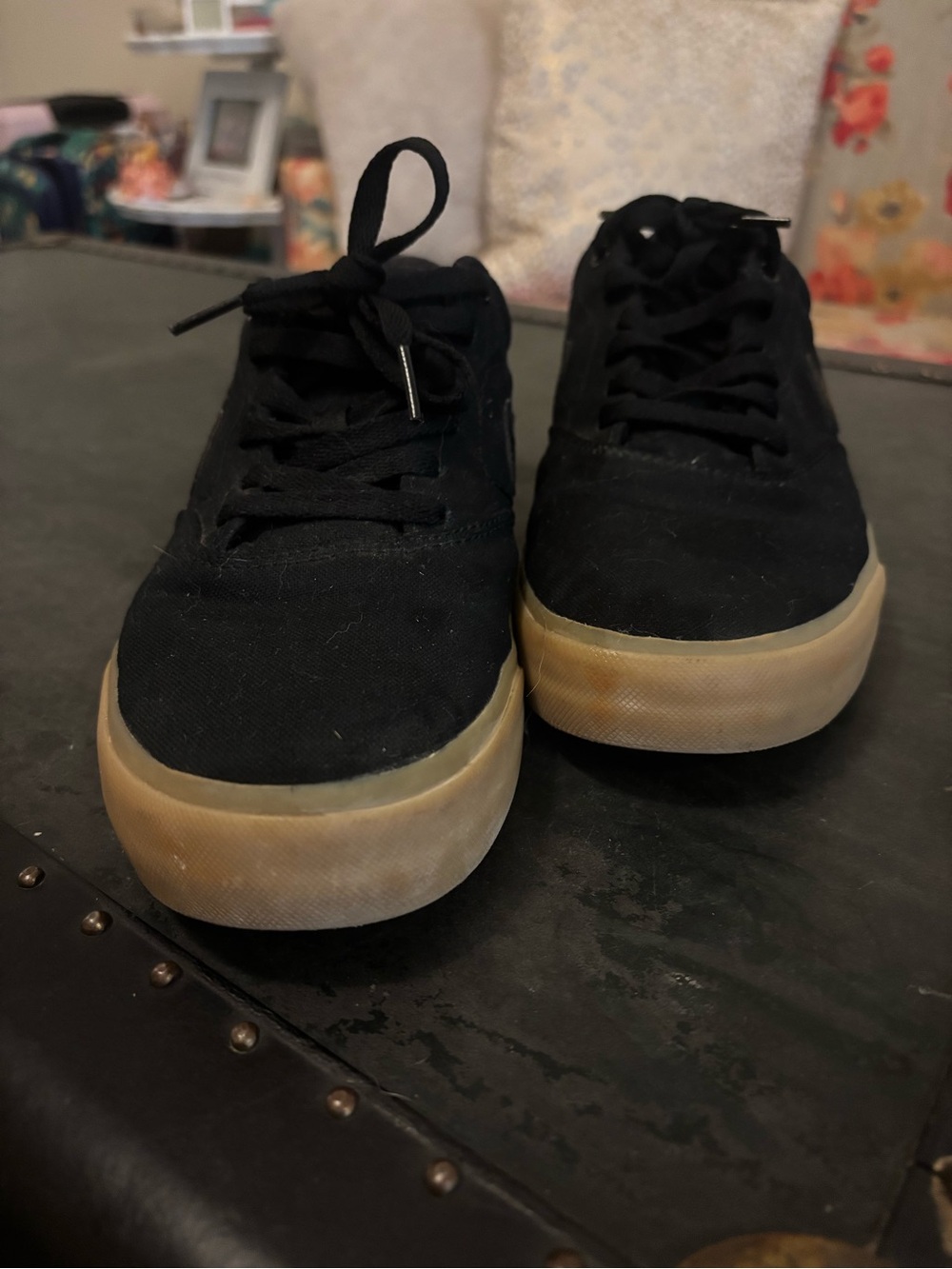 Nike Men's Black Canvas Low-Top Sneakers with Gum Sole